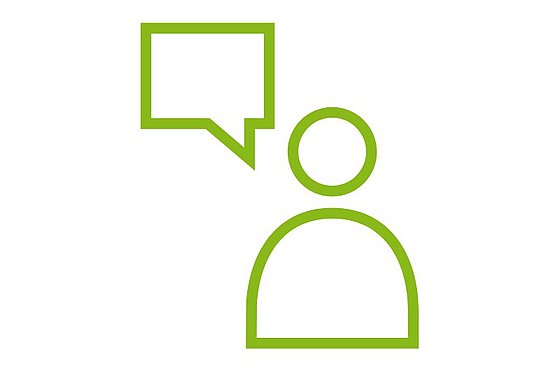 Icon: Beratung; Person mit Sprechblase